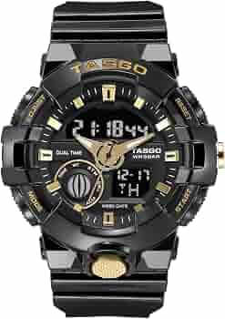 TASGO Orologio sportivo digitale da uomo, con doppio display impermeabile fino a 50 m, orologio militare elettronico a LED, sveglia, cronometro, orologio da polso per giovani, unisex, Bianco-L, Sport