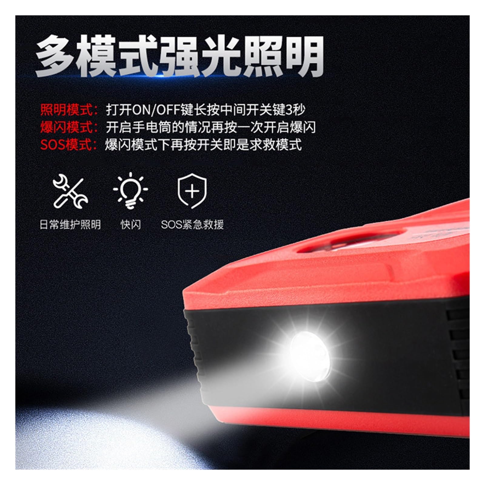 Alimentatore for avviamento di emergenza for auto 12V diesel benzina macchina all-in-one gonfiabile for artefatto di accensione elettrica montata su auto di grande capacità (Size : 48000mAh)