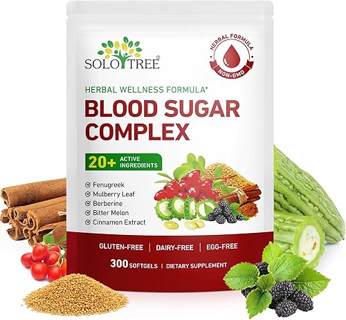 Blood Sugar Complex Support 20+ Herbal Ingredients with Cinnamon, Berberine, Bitter Melon & Mulberry Leaf Metabolism & Energy Wellness Formula