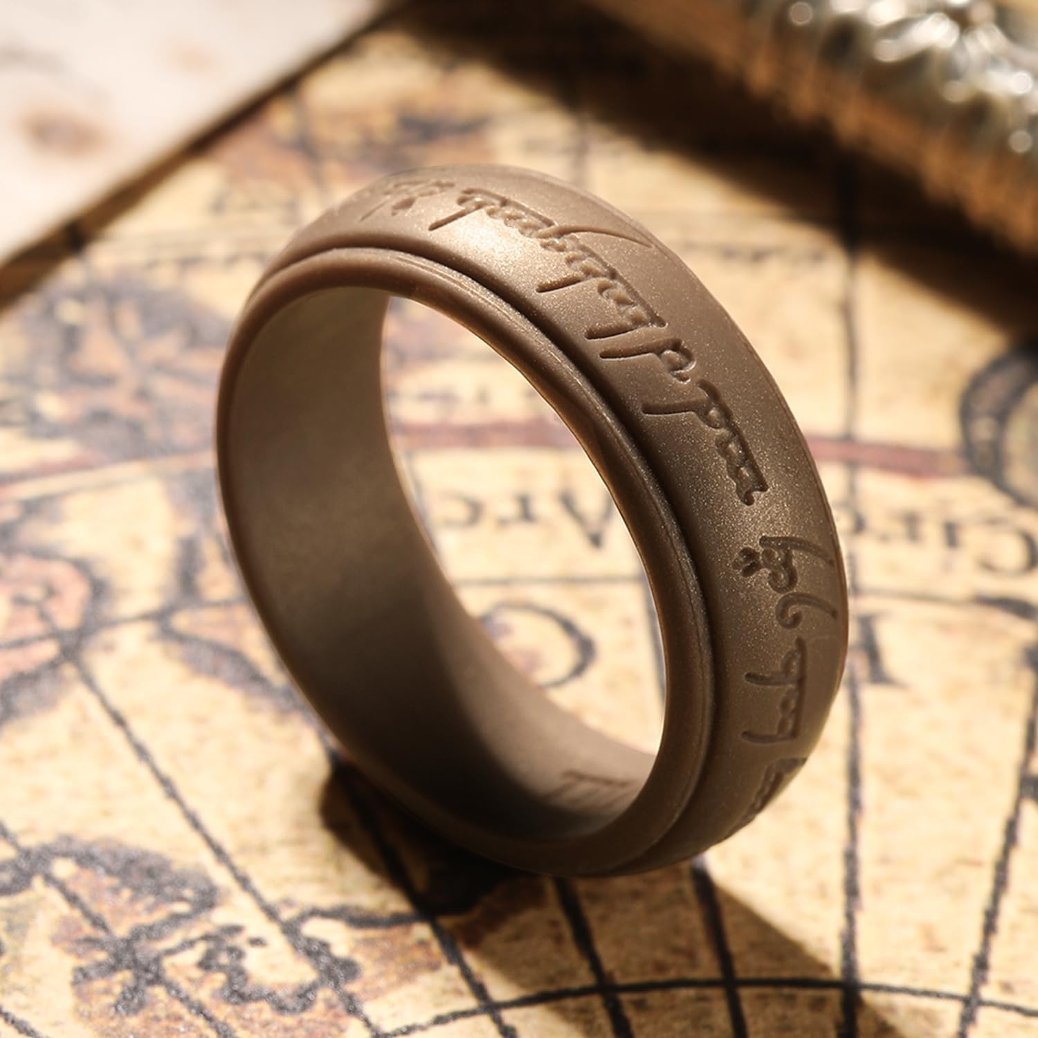 King Will Silicone Wedding Band for Men-8mm Width, Breathable Rubber Wedding Ring with Unique Pattern Design Comfort Fit