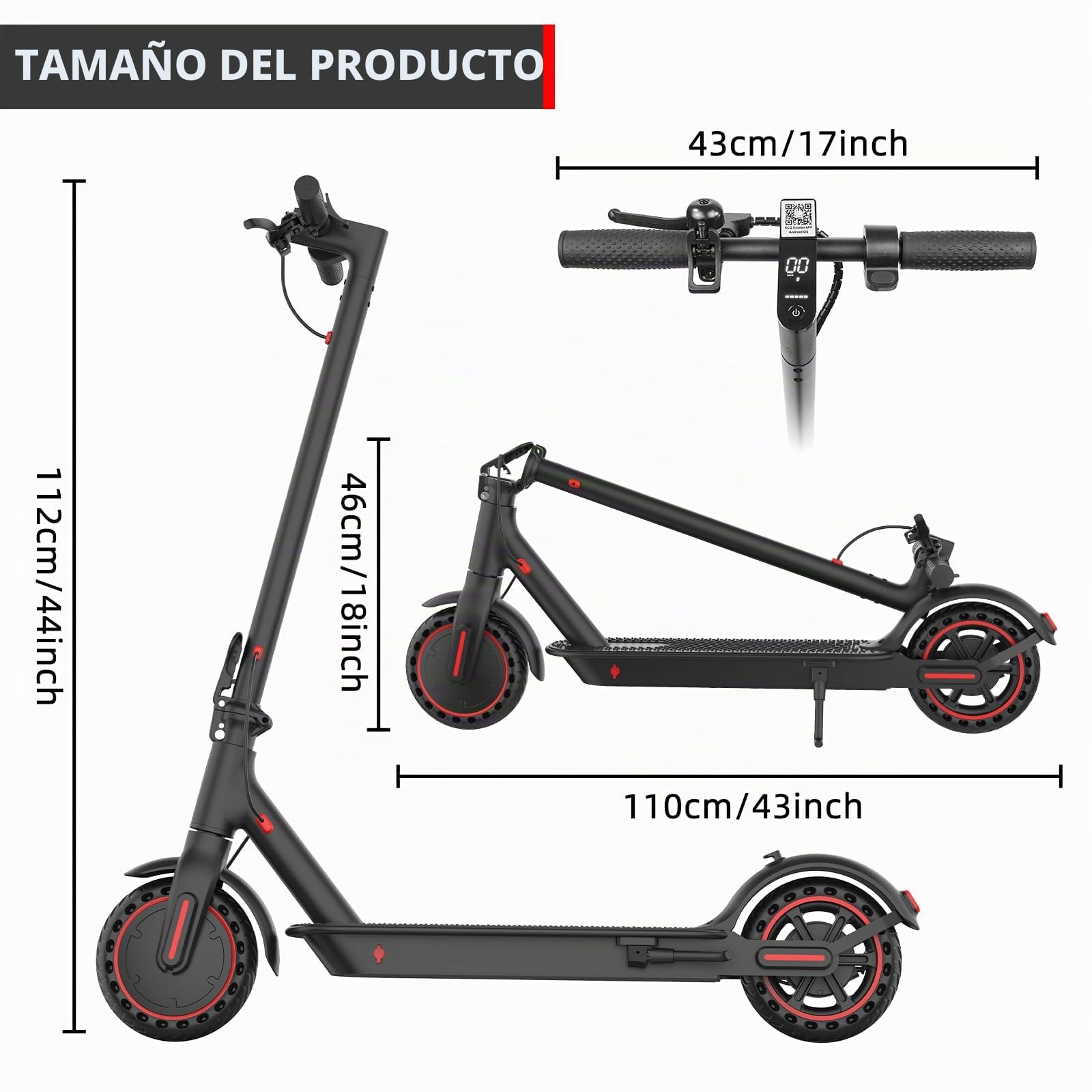 Patinete eléctrico eléctrico de 8,5 pulgadas con batería de 10,5 Ah, alcance máximo de 30 KM, patinete eléctrico para adultos