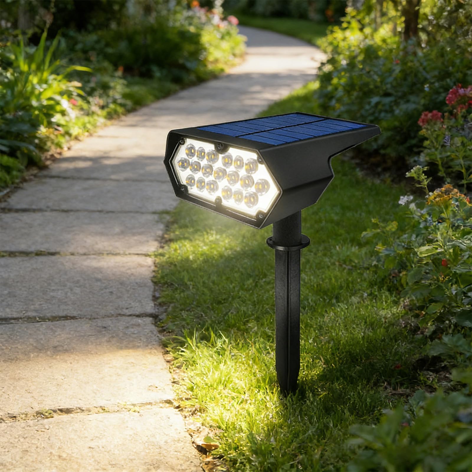 4-częściowy łatwy montaż solarne lampy naziemne z wieloma opcjami montażu i odporne na warunki atmosferyczne, do dekoracji tarasu, zasilana energią słoneczną lampa ścienna do ścieżki