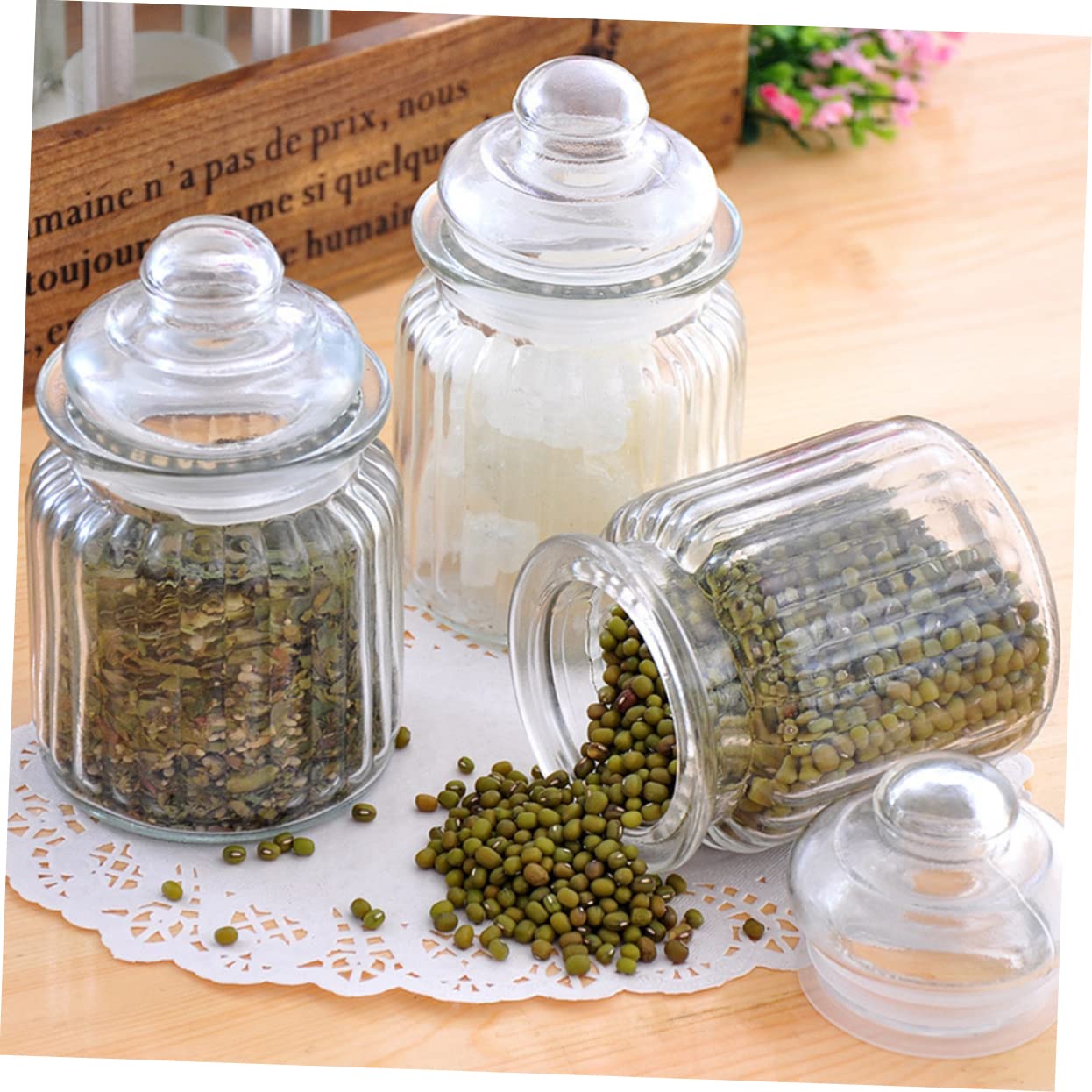 IMIKEYA Glasbehälter 300ml aus Glas zum Aufbewahren von Tee, Kaffee