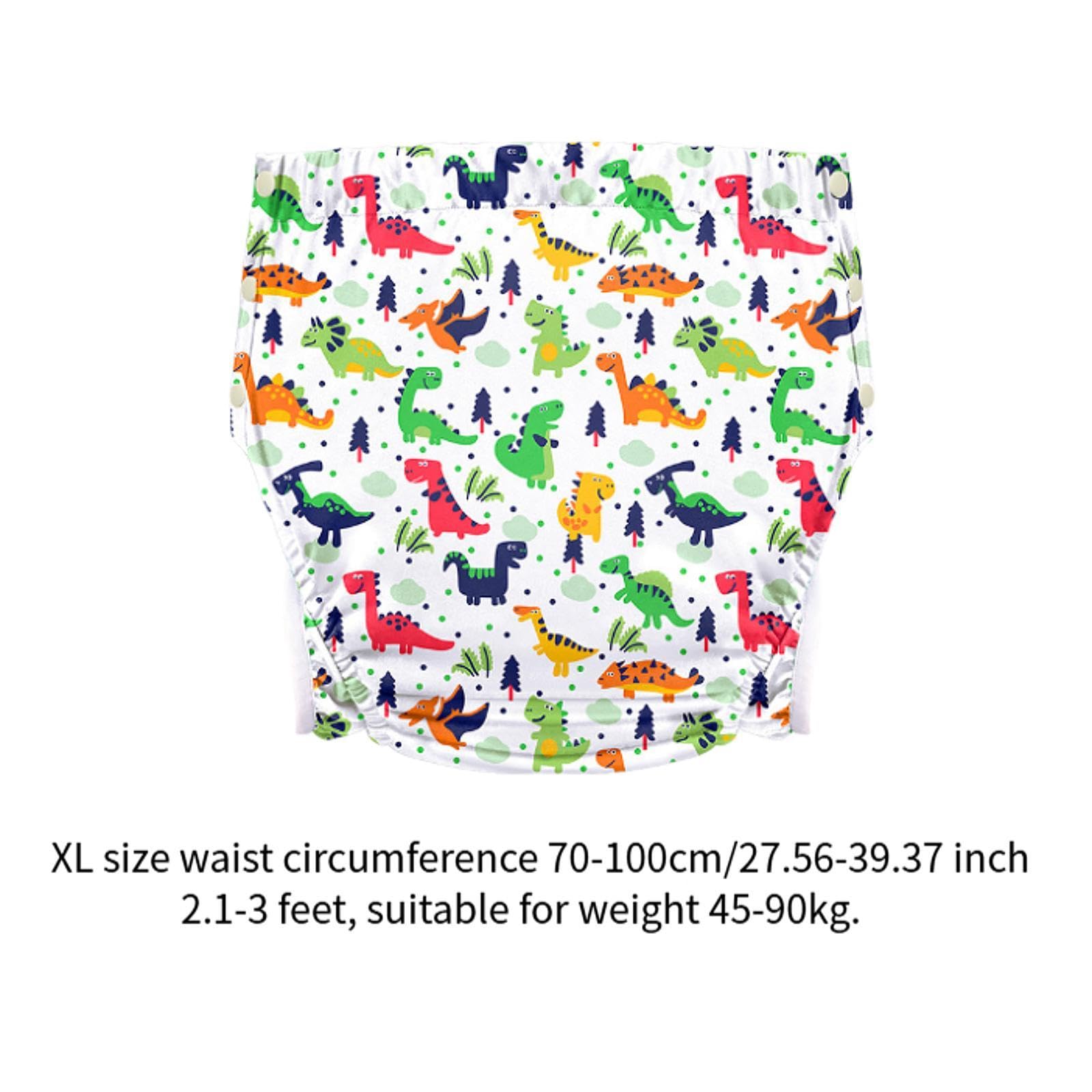 predolo Couche-culotte en tissu réutilisable pour adultes, culotte d'incontinence, housse de couche lavable robuste, housse de couche-culotte pour adultes, Dinosaure Xl