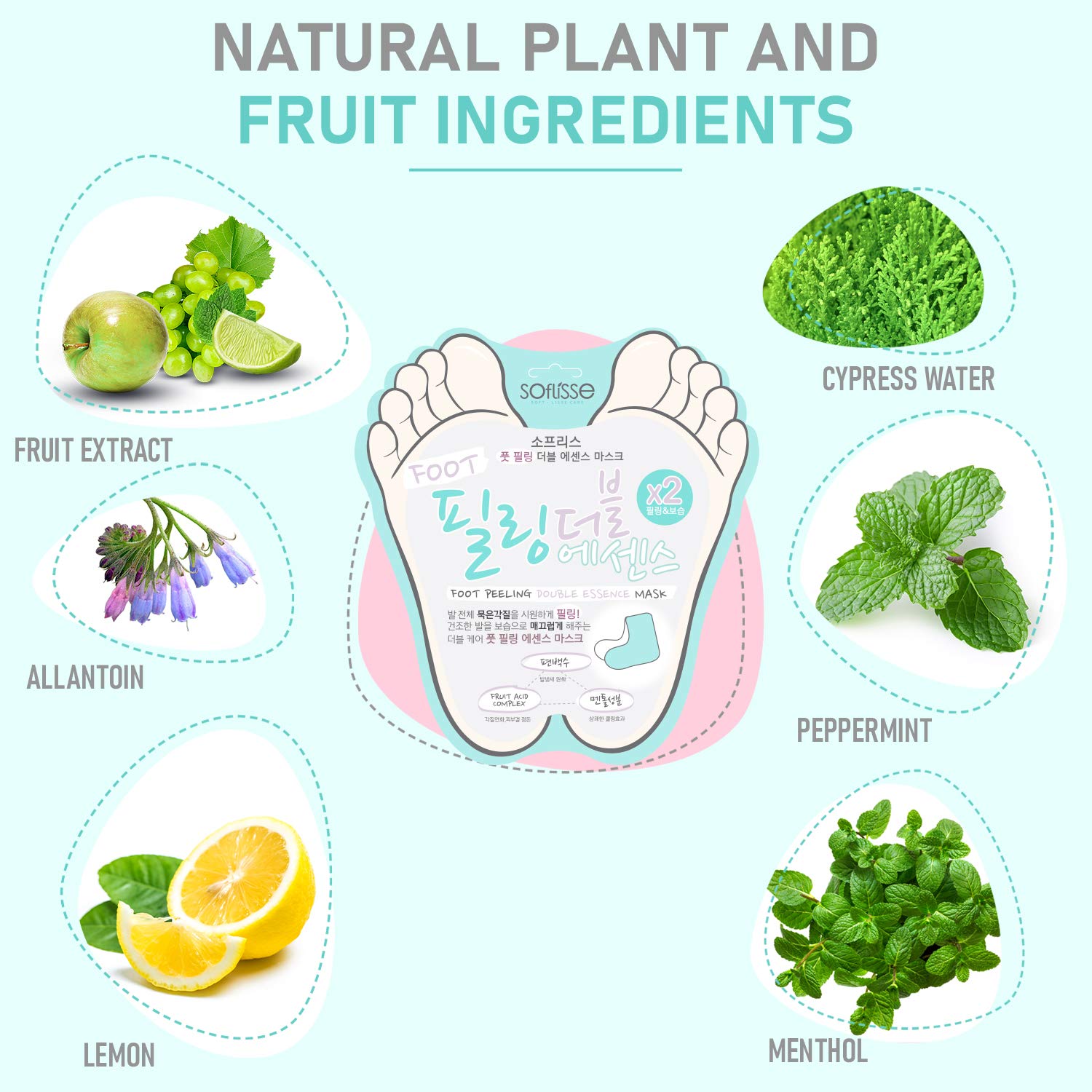 Soflisse Foot Peel Mask Double Essence Mask for Foot Peel Callus Remover, Foot Mask for Baby Foot Peel & Cracked Heel Repair Foot Peeling Mask Foot Mask Feel (10Pack)