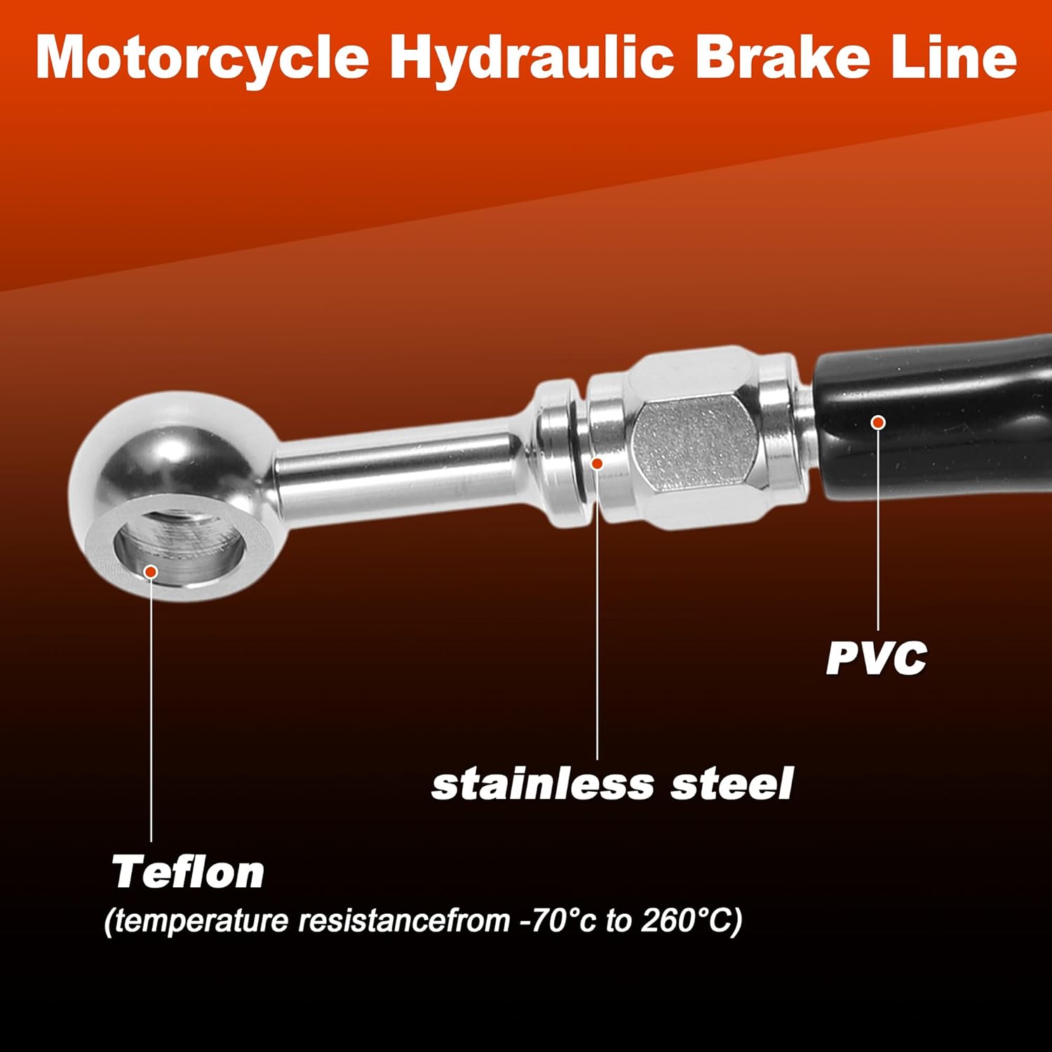 56In Hydraulic Front Brake Line Kit for 16-18In Handlebar Hydraulic Brake Line for Harley Dyna Switchback FLD 2012-2016 No.45112-08/4511208A Black