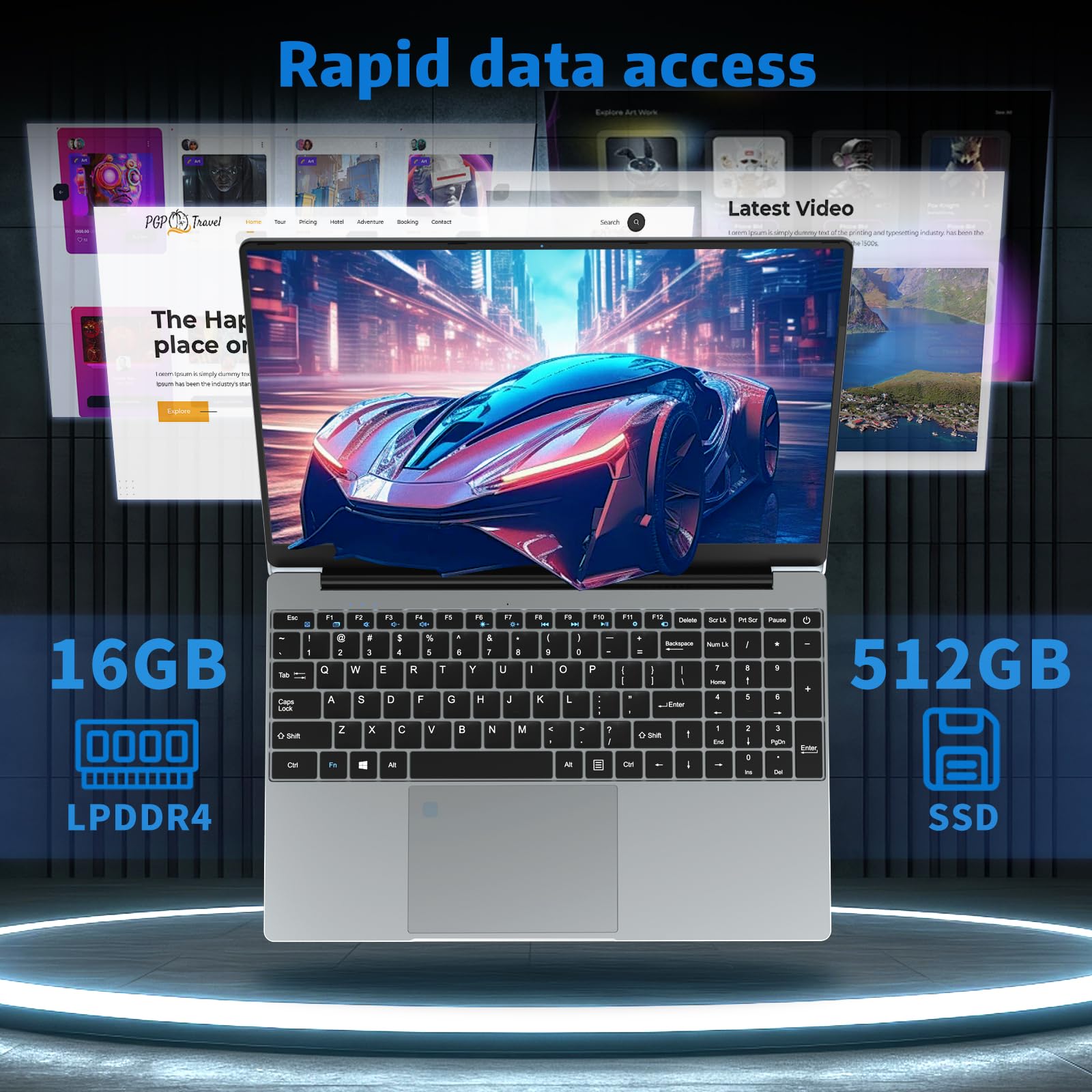 PC Portatile 15.6 Pollici – 16GB RAM – 512GB SSD – Schermo Full HD IPS – Tastiera Retroilluminata - 2