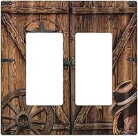 Vista 25 de Cubierta de interruptor de luz basculante de palanca de 2 bandas con textura de tablón rústico, diseño floral de mariposa y margarita