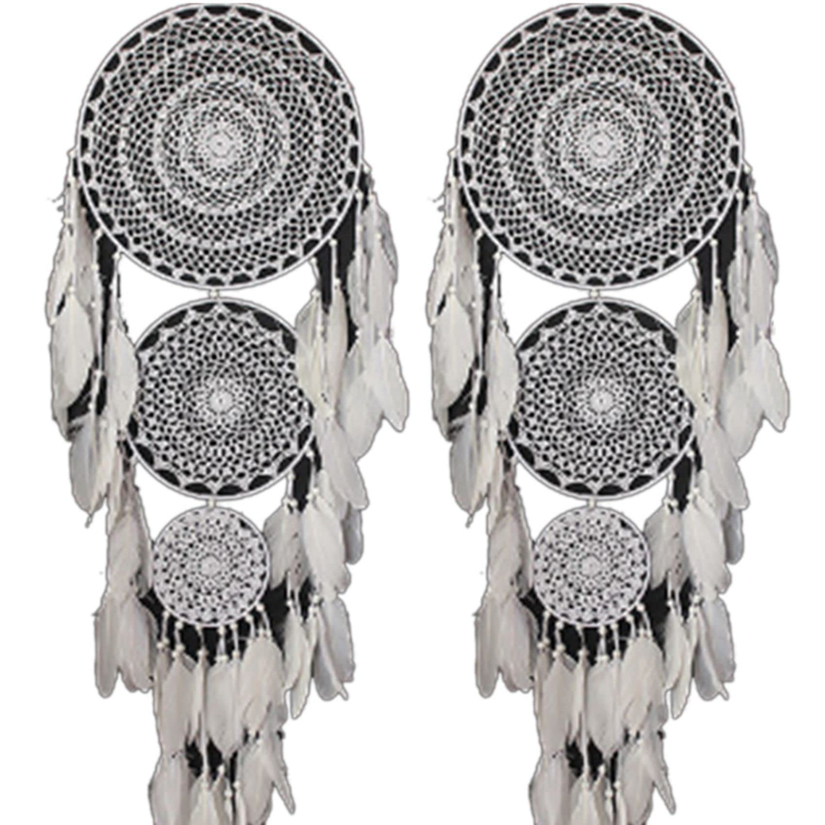 Dream Catcher para Dormitorio Matrimonial Atrapasueños de Plumas Blancas 2X Gigante