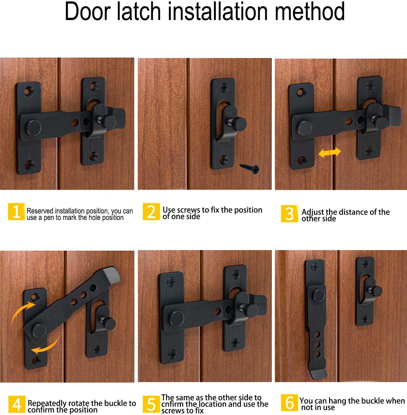 Fence latch Door Lock Hardware, Adjustable Anti-theft latch, fence door lock, barn door latch,lock barn door locks and latches(Black)