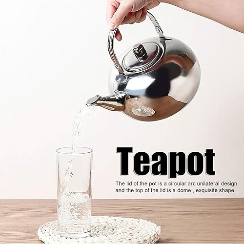 Miniatura 2 de Tetera de acero inoxidable 304 con infusor de hojas de té sueltas de fondo plano para cocina de inducción de agua y tetera para estufa de inducción