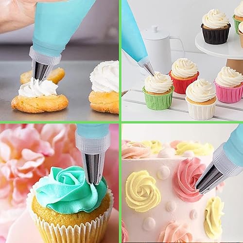 Miniatura 4 de Suuker Juego de bolsas y puntas para pastelería, bolsas de glaseado reutilizables y puntas con 24 puntas de tubería, 2 bolsas de pastelería