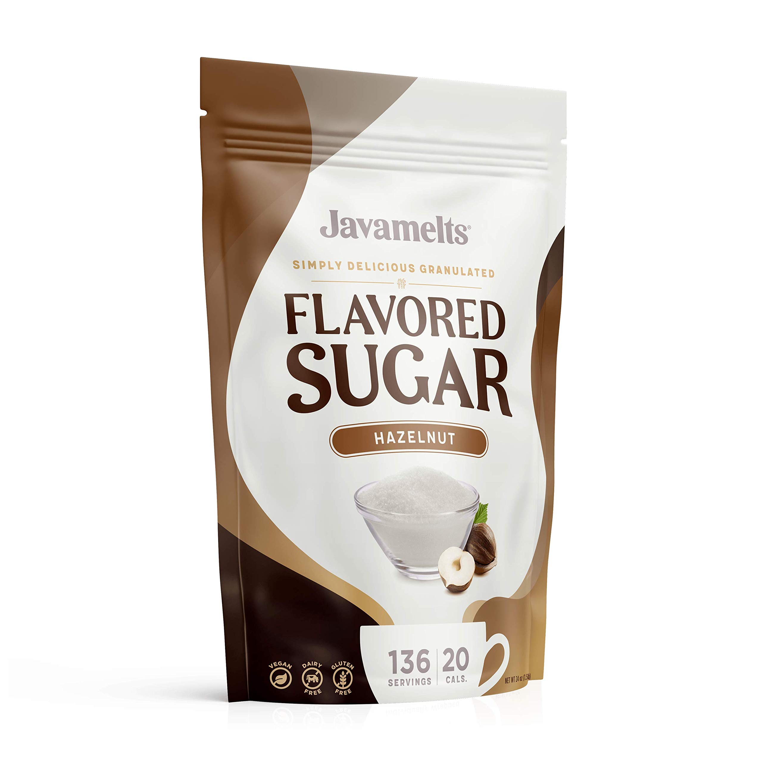 JAVAMELTS Hazelnut Flavored Sugar, Add Flavor to Your Coffee or Tea, or When Baking Sweets, Non GMO, Non Dairy, Gluten Free, Kosher, (1.5lb Bag)