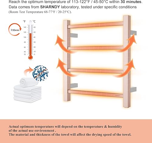 Miniatura 2 de Calentador de toallas de níquel cepillado para baño, calentador de toallas de baño montado en la pared, calentador eléctrico de acero inoxidable,