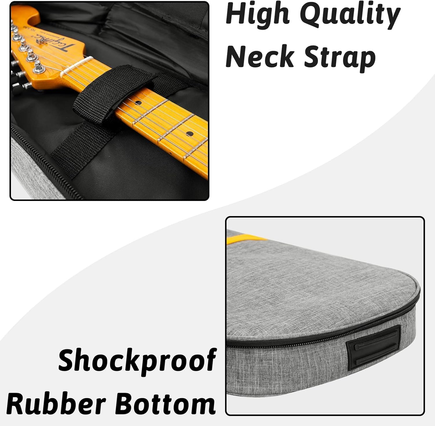 LETSROCK 39 40 Zoll E-Gitarren-Gigbag, E-Gitarrenkoffer mit 12 mm wasserdichter, Dicker Polsterung mit Tragegriff, Tasche und Halsriemen E-Gitarrentasche