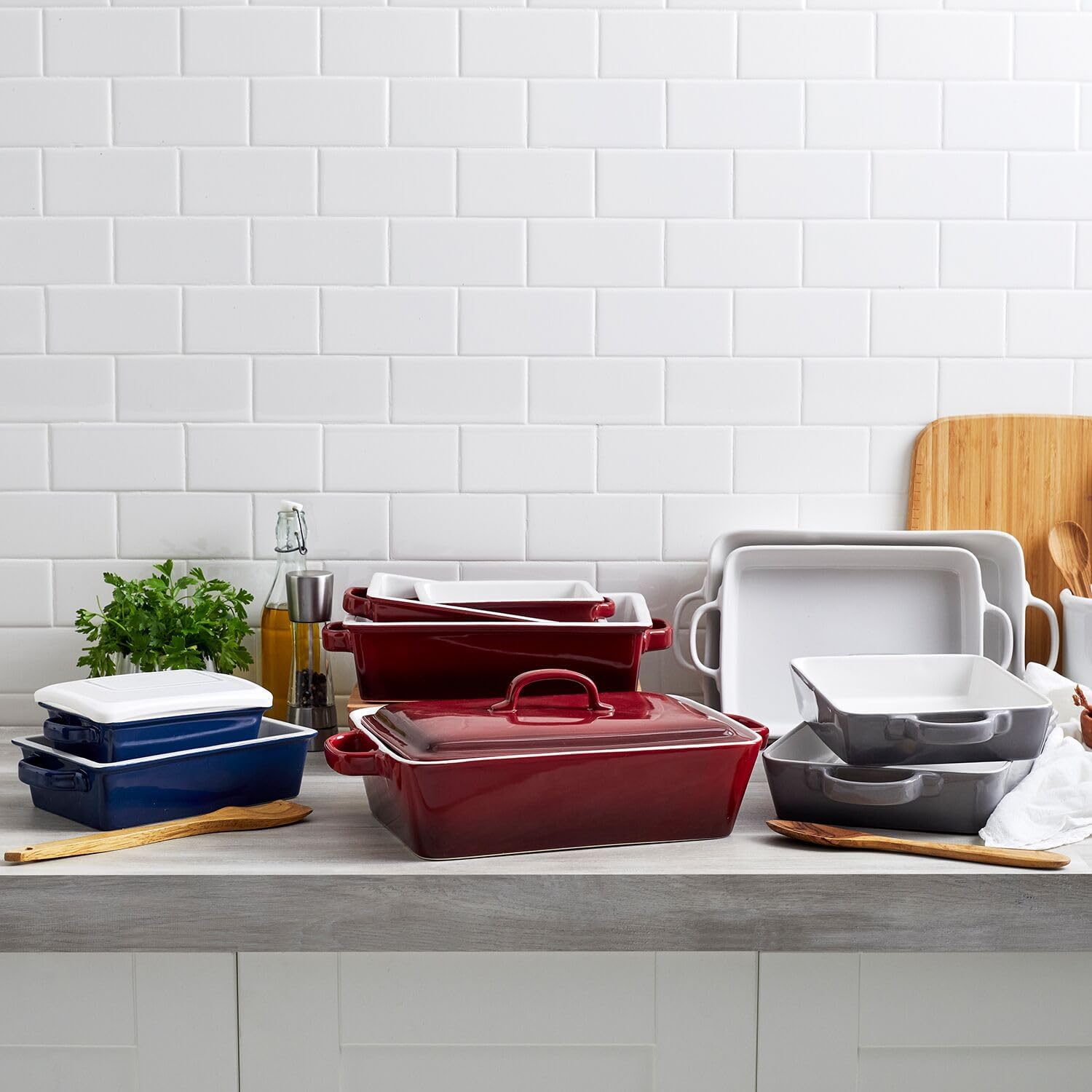 Sur La Table Stoneware 2-Piece Rectangular Baker Set, White