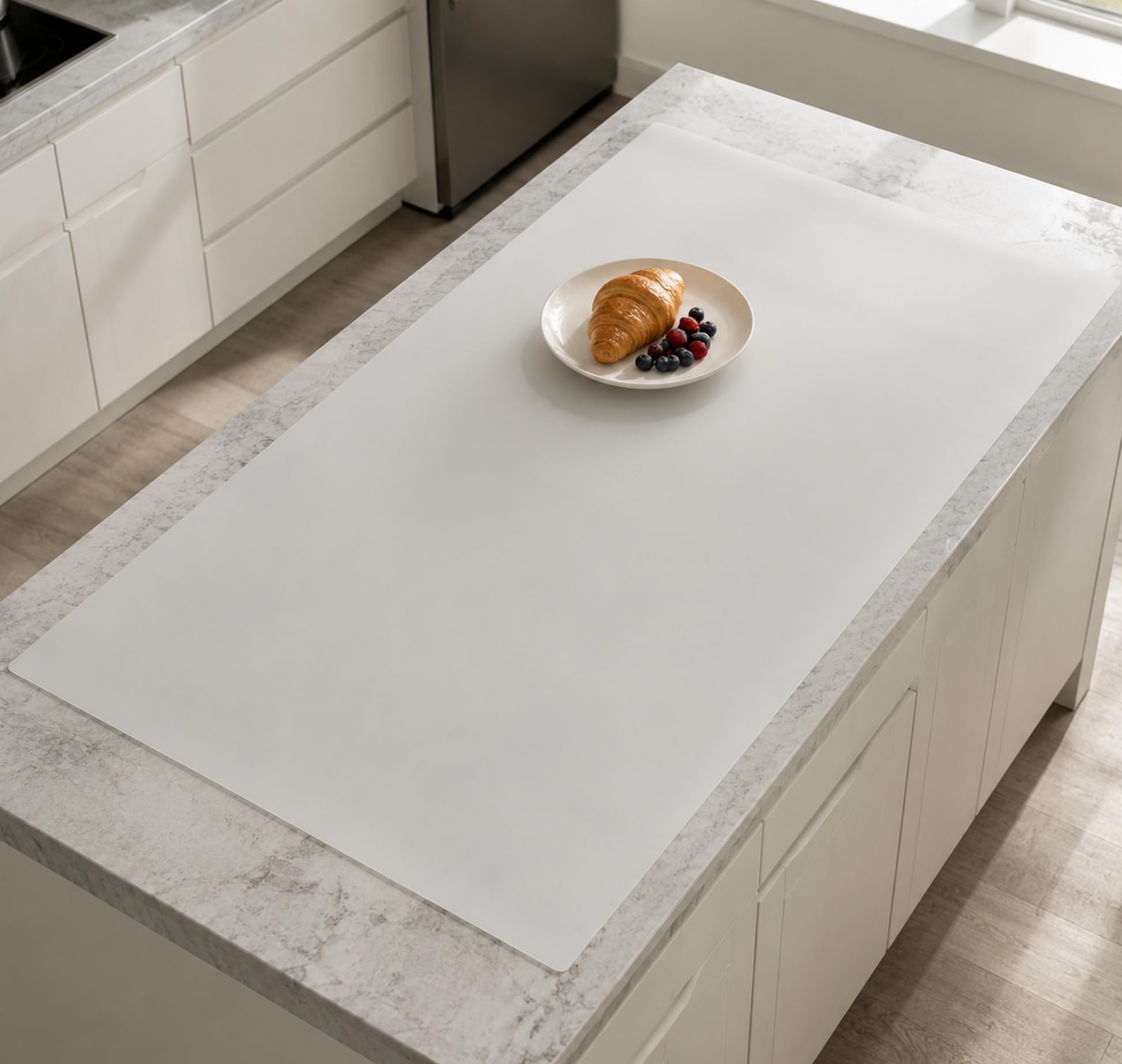 Extra Large Silicone Mat for Kitchen Counter, 40''x32''(100cmx80cm) Non-Slip Heat Resistant Countertop Protector, Waterproof Durable Kitchen Mat for Countertops, Semitransparent