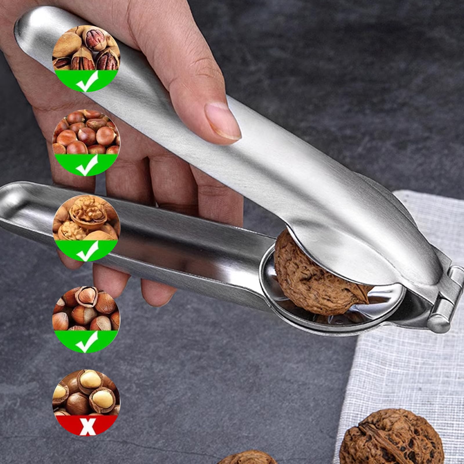 Pince à Châtaignes En Acier Inoxydable 17,5 Cm - Multifonction Pour Noix, Fruits Secs - Ustensile Cuisine Pratique - 10