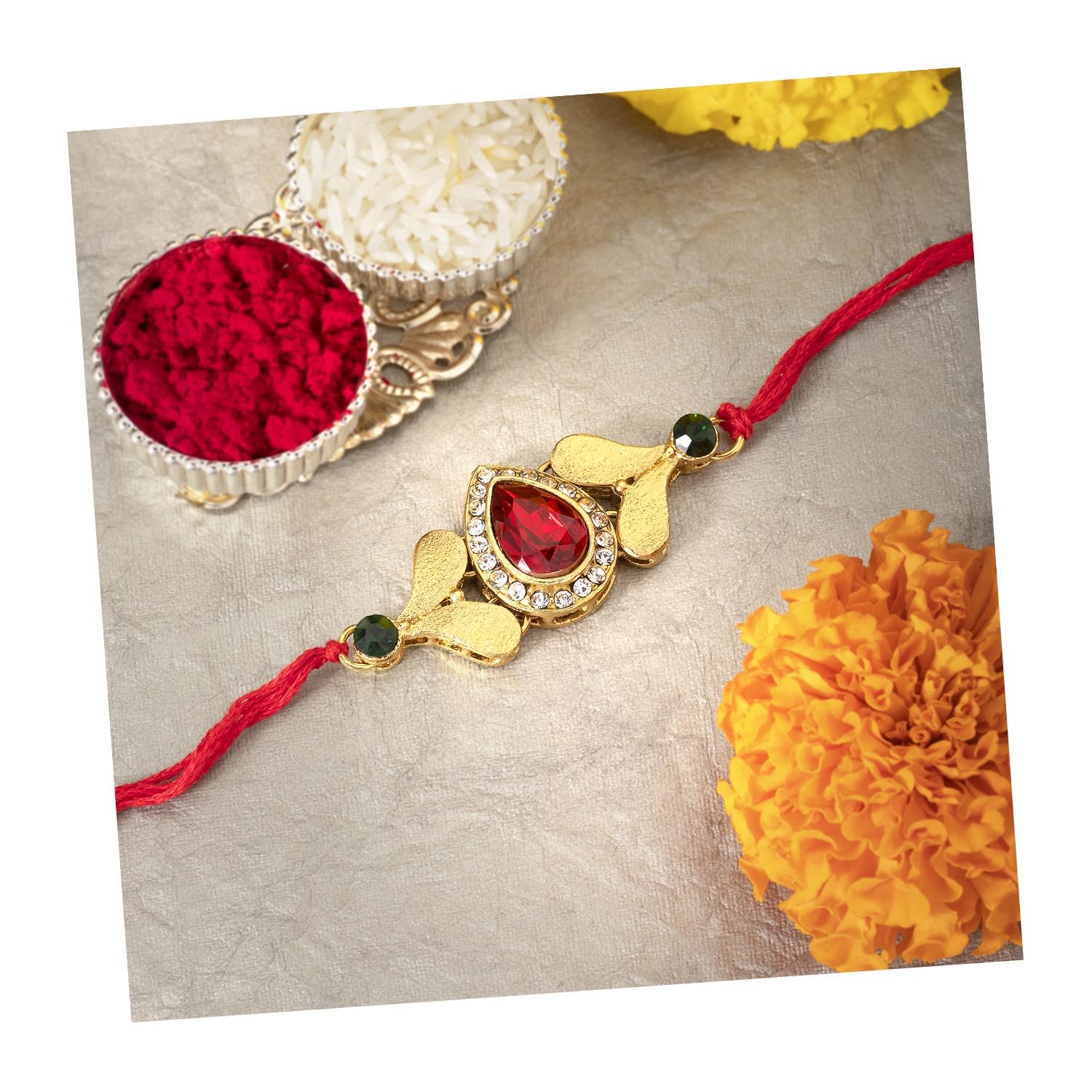 Peora Mens Royal Crystal Stone Rakhi with Raksha Bandhan Greeting Card & Roli Chawal (B098SNWMFM) Amazon Price History, Amazon Price Tracker