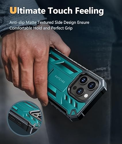 Miniatura 6 de FNTCASE Funda para iPhone 15 Pro funda protectora resistente de grado militar a prueba de caídas para teléfono celular con soporte y protector