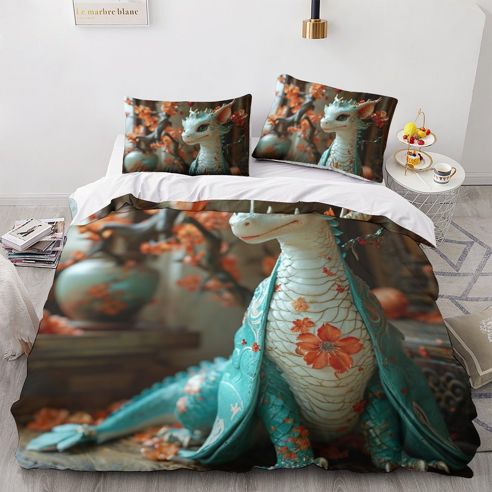 Housse de couette 3D baby dragon et taies à fermeture éclair