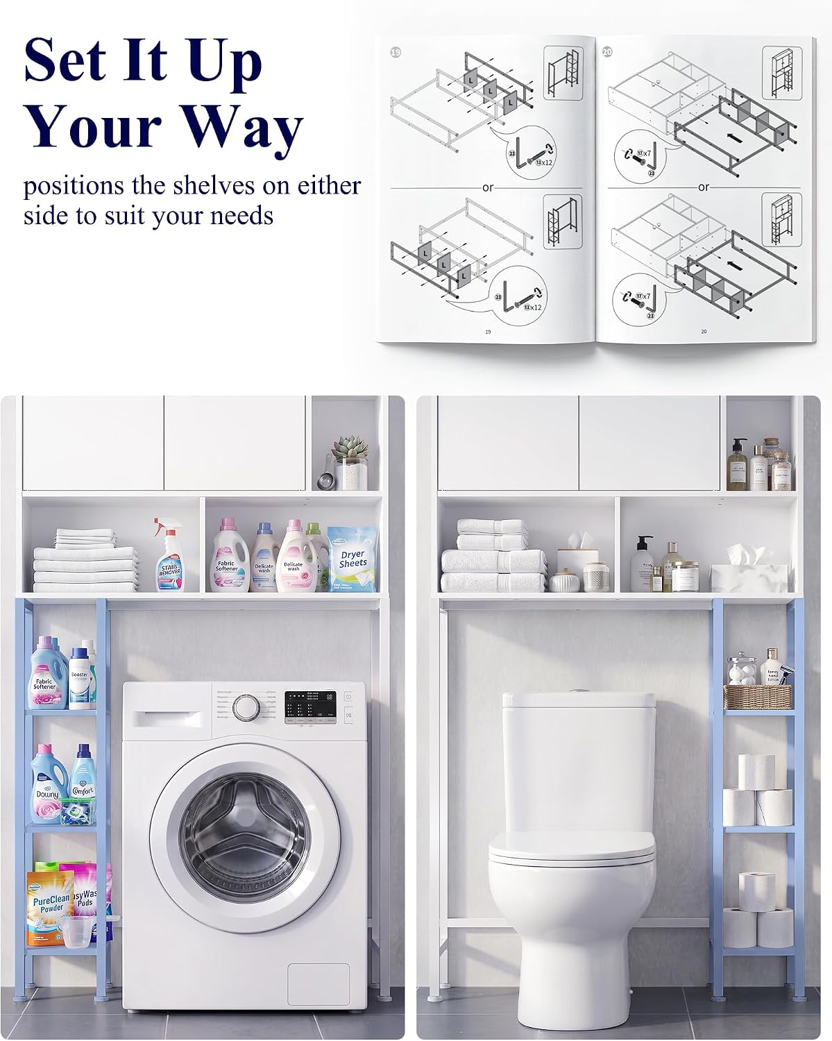 Kitsure Over Toilet Storage Cabinet, 66.9" H Multi-Compartment