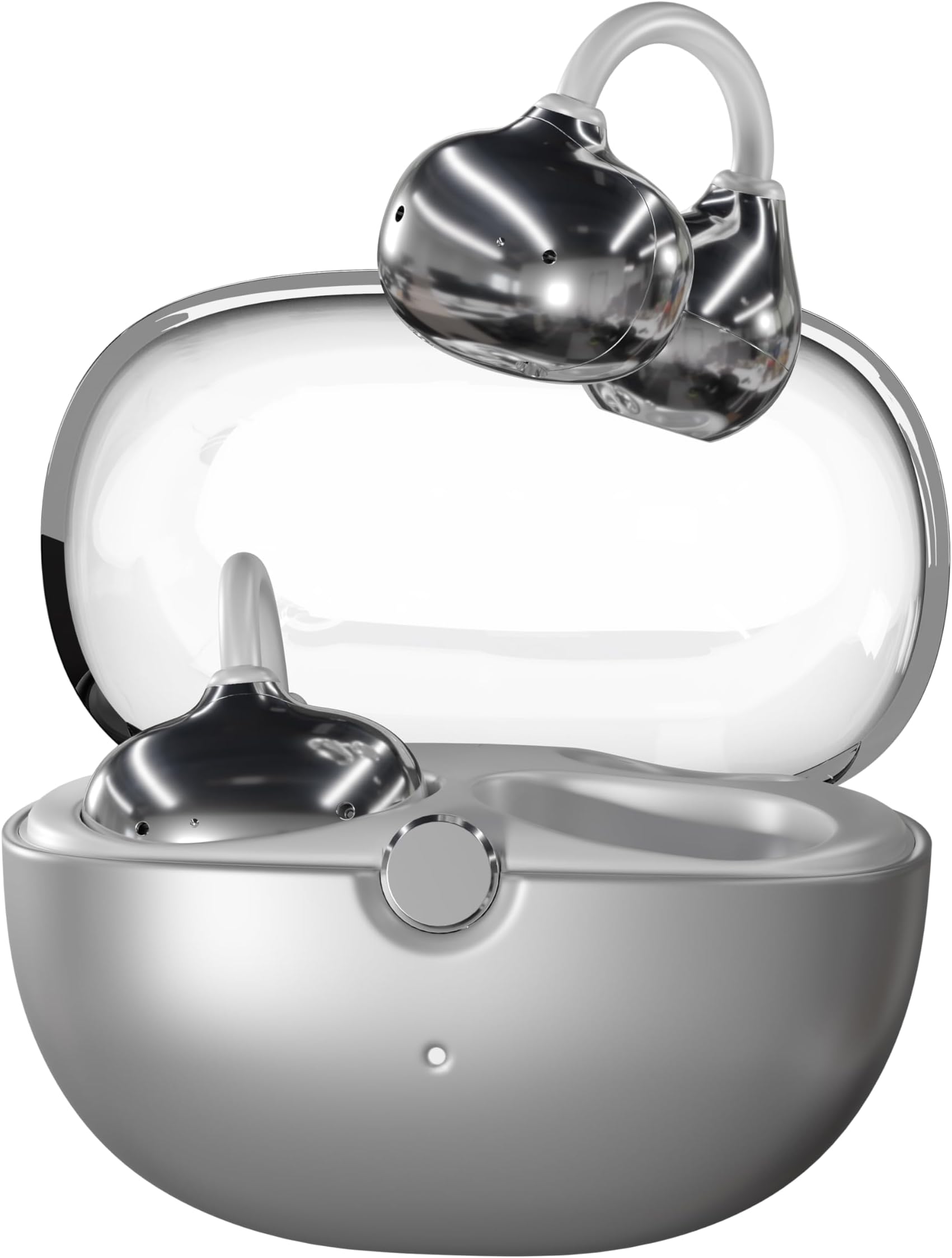 MALIBU Wireless Earbuds, Touch Control, 4H Playtime, Bluetooth V6.0, 10M Range, Voice Assistant, Clip-On Open-Ear Headphones, Lag-Free Crystal Clear Sound (Grey)