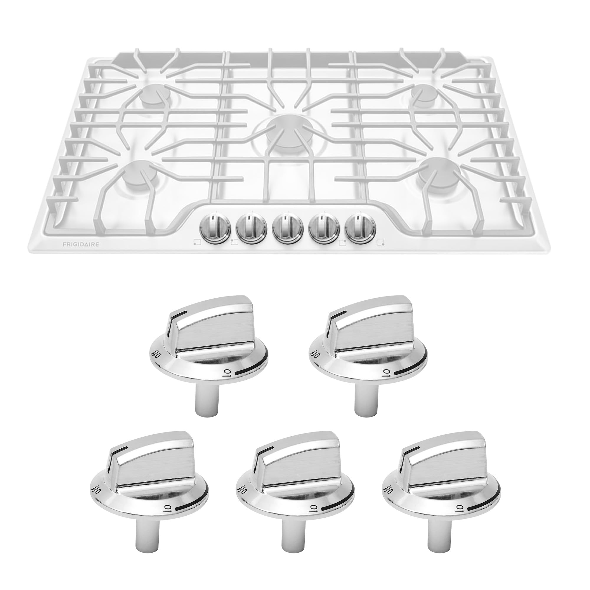 Photo 1 of Gesleben 5304525746 Gas Stove Knobs - 5 Pack, Silver