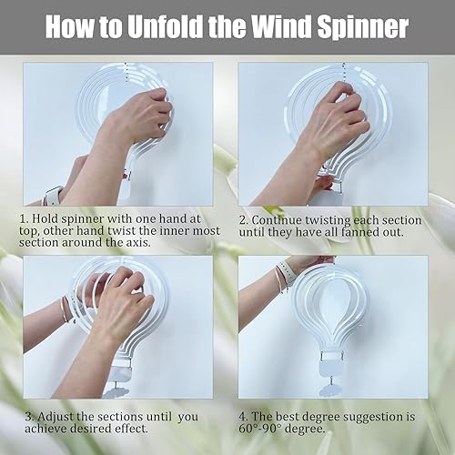 Miniatura 5 de Paquete de 4 hilanderos de viento de sublimación de 8 pulgadas, escultura de viento de metal de aluminio 3D para patio y jardín, adornos artísticos