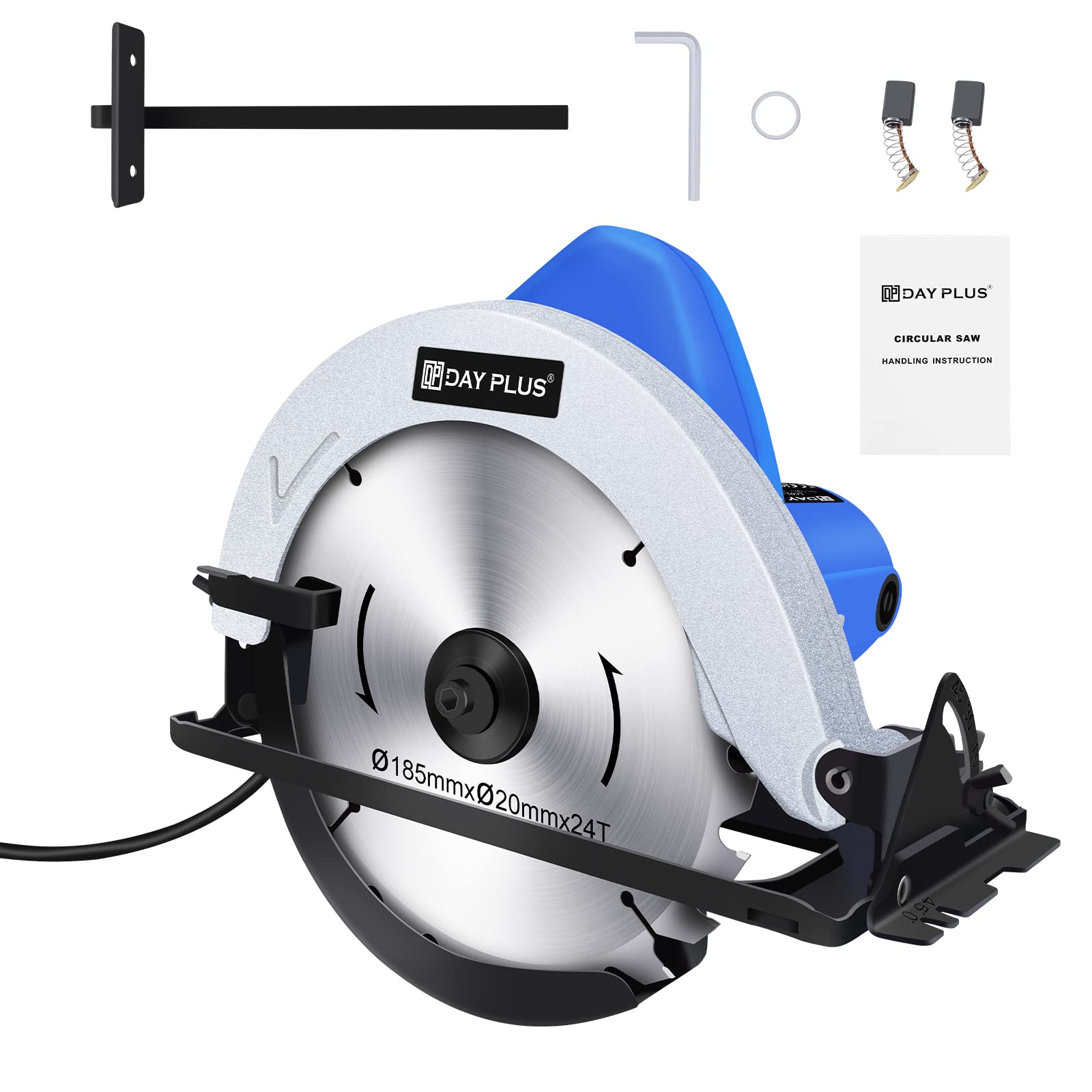 Scie circulaire électrique robuste pour bois et métal - Lame de 3000 W - Angle biseauté de 0 à 45° - Lame de 180 mm - Profondeur de coupe maximale de 55 mm