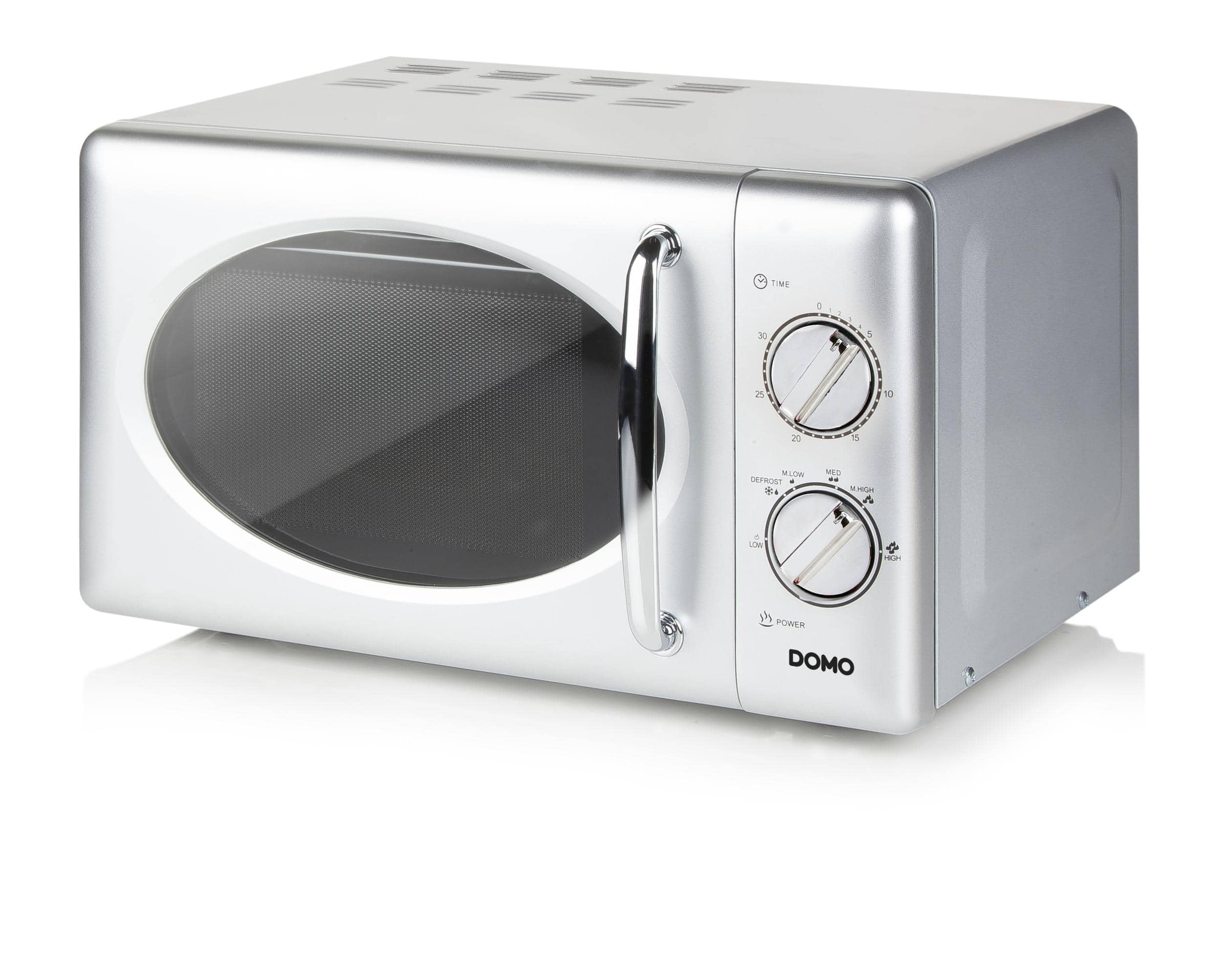 Domo DO3025 - Microondas (temporizador, 6 niveles de potencia, 25 litros, 900 W), color plateado y gris