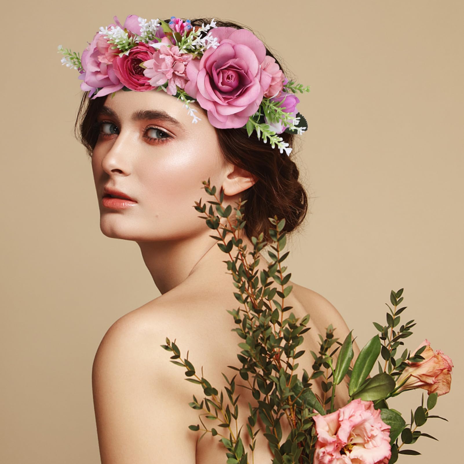 Healeved 6pezzi Cerchietto Fiori Per Matrimonio Di Accessori Per Con Rosa Finta Per Cerimonie Feste e Foto Memorabili
