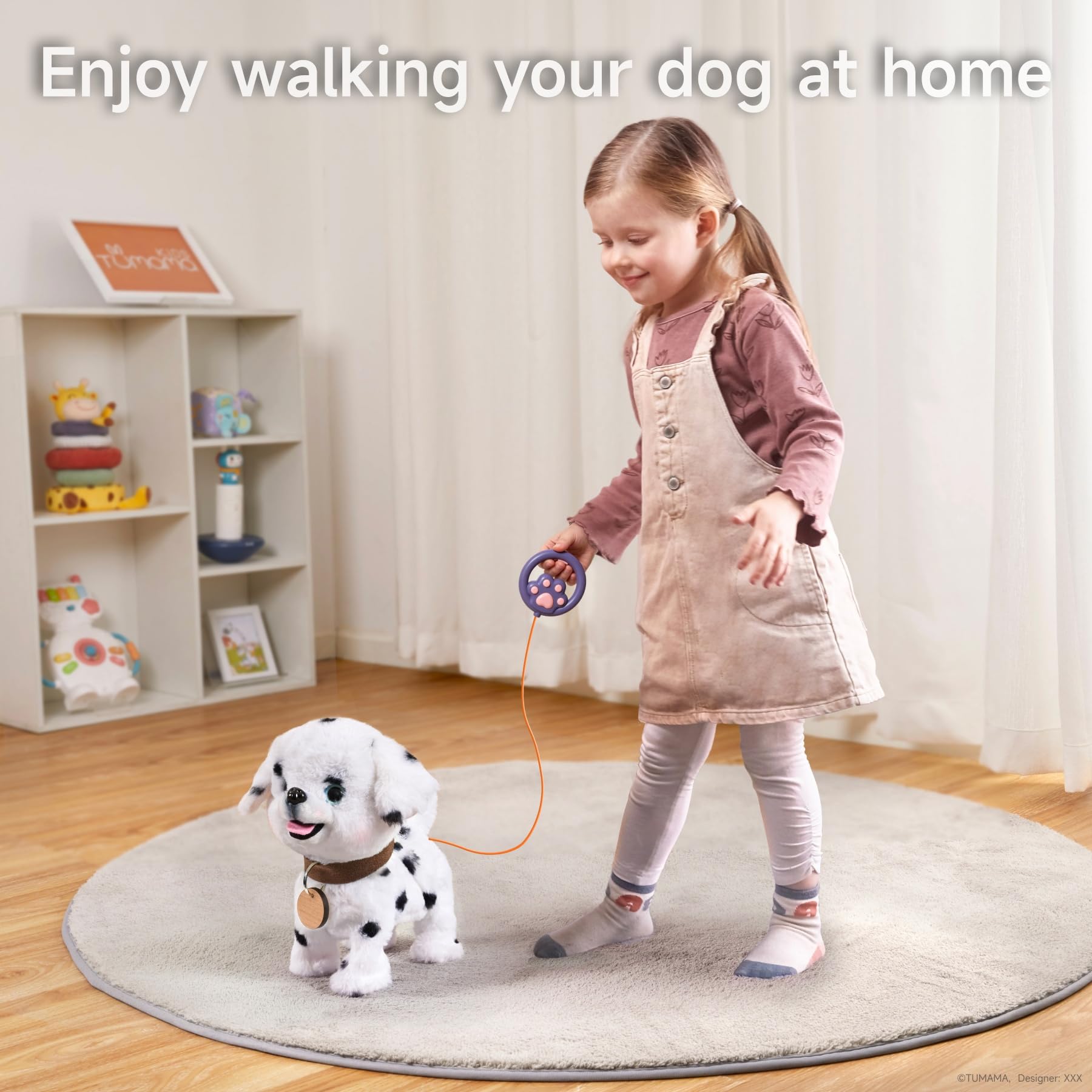 OR OR TU Chien Jouet Enfant Peluche Chien Interactifs, Jouet Chien Qui Marche et aboie en Laisse, Chien Robot Animaux Interactifs Jouet pour Enfants 3 4 5 6+ Ans Filles Garçons Cadeau