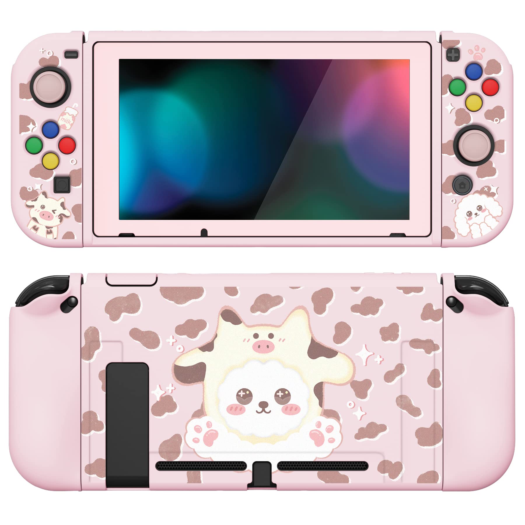 PlayVital ZealProtect Funda Protectora Suave para Nintendo Switch Accesorios Carcasa con Protector de Pantalla & Tapas de Agarre para el Pulgar & Pegatinas de ABXY Dirección Botón(Gatos en Piscina) — view 22