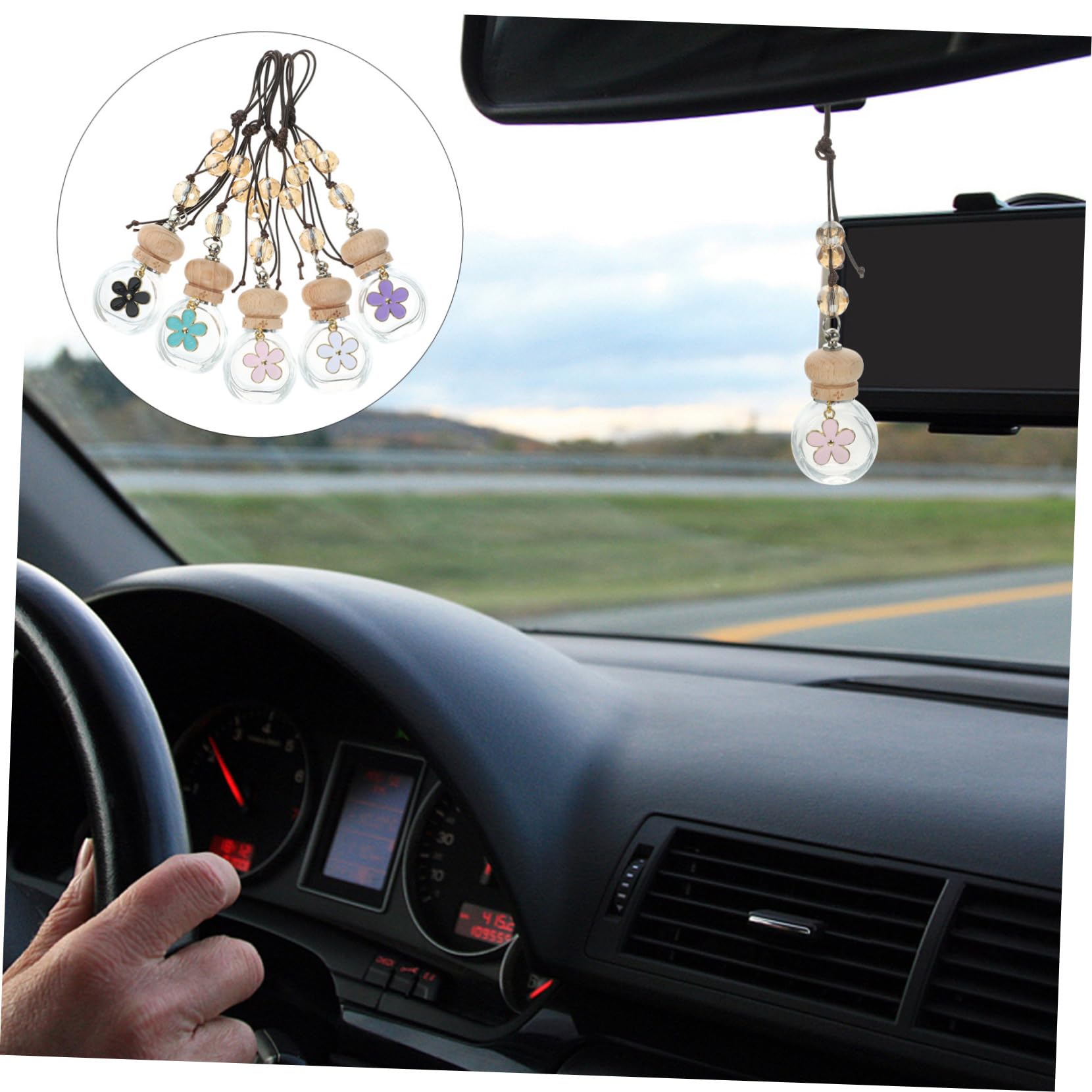FRCOLOR 3 Sätze Autodüfte Car Aroma Diffusor Tragbarer Aromabehälter Parfüm Duftend Duftflasche Fürs Auto Das Parfum Anhänger Für Diffusorflaschen Aromadiffusor Fürs Auto Holz 5 Stück * 3