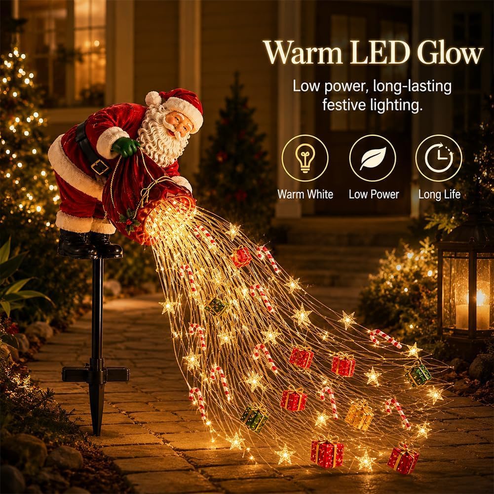 Generico Decorazione Natalizia da Giardino a LED Babbo Natale che Versa