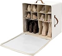 Vista 23 de Organizador de zapatos StorageWorks para clóset, caben hasta 24 pares, contenedores de almacenamiento con cubículos ajustables y cubierta Gris