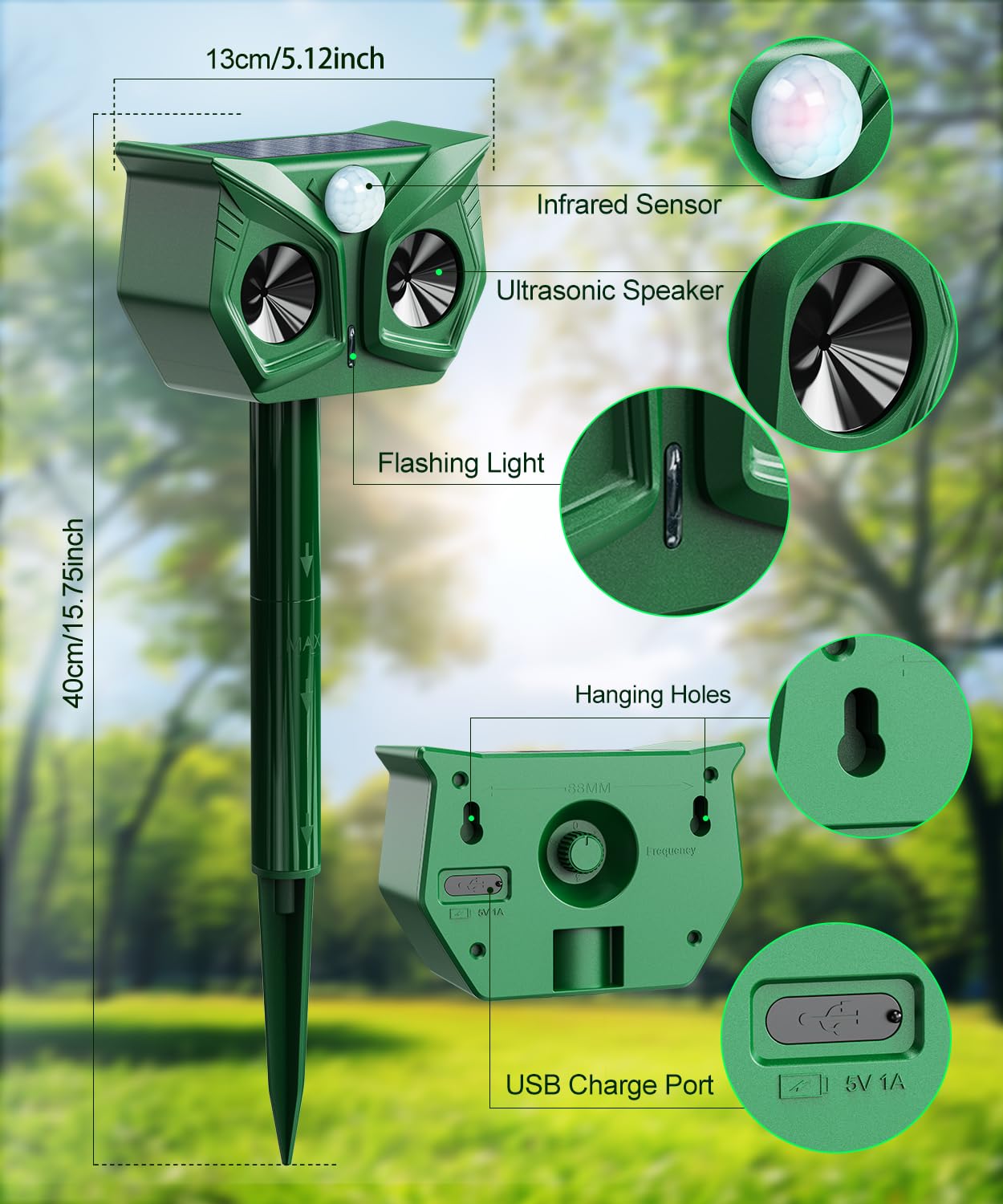 Cat Scarer Ultrasonic Pest Repeller Exterior Animal Repeller With ...