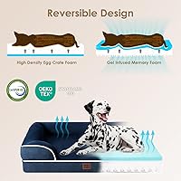 Vista 48 de EHEYCIGA - Cama ortopédica para perro grande, impermeable, de espuma viscoelástica y espuma tipo caja de huevos, bordes elevados, antideslizante