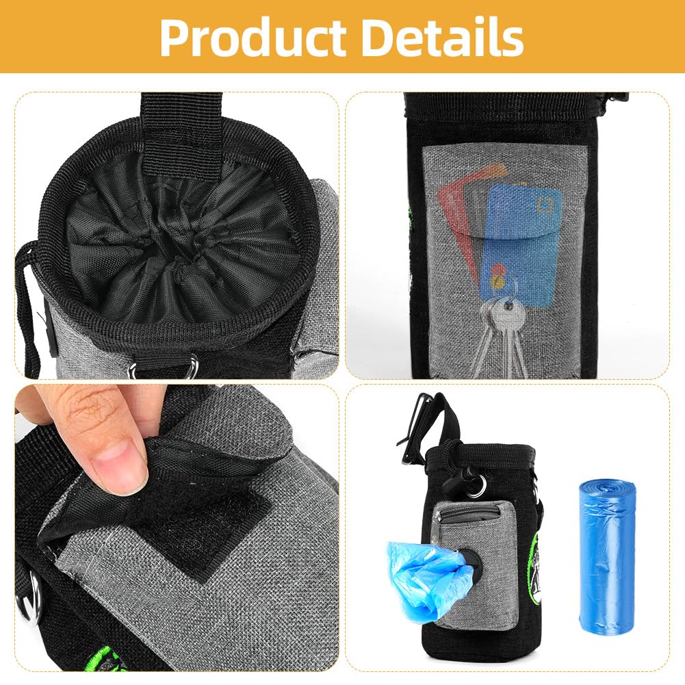 Adiwo Small Dog Treat Bags, Dog Treat Pouch Bag Including Waist Belt and Training Clicker, Adjustable Drawcord Closure - Image 3