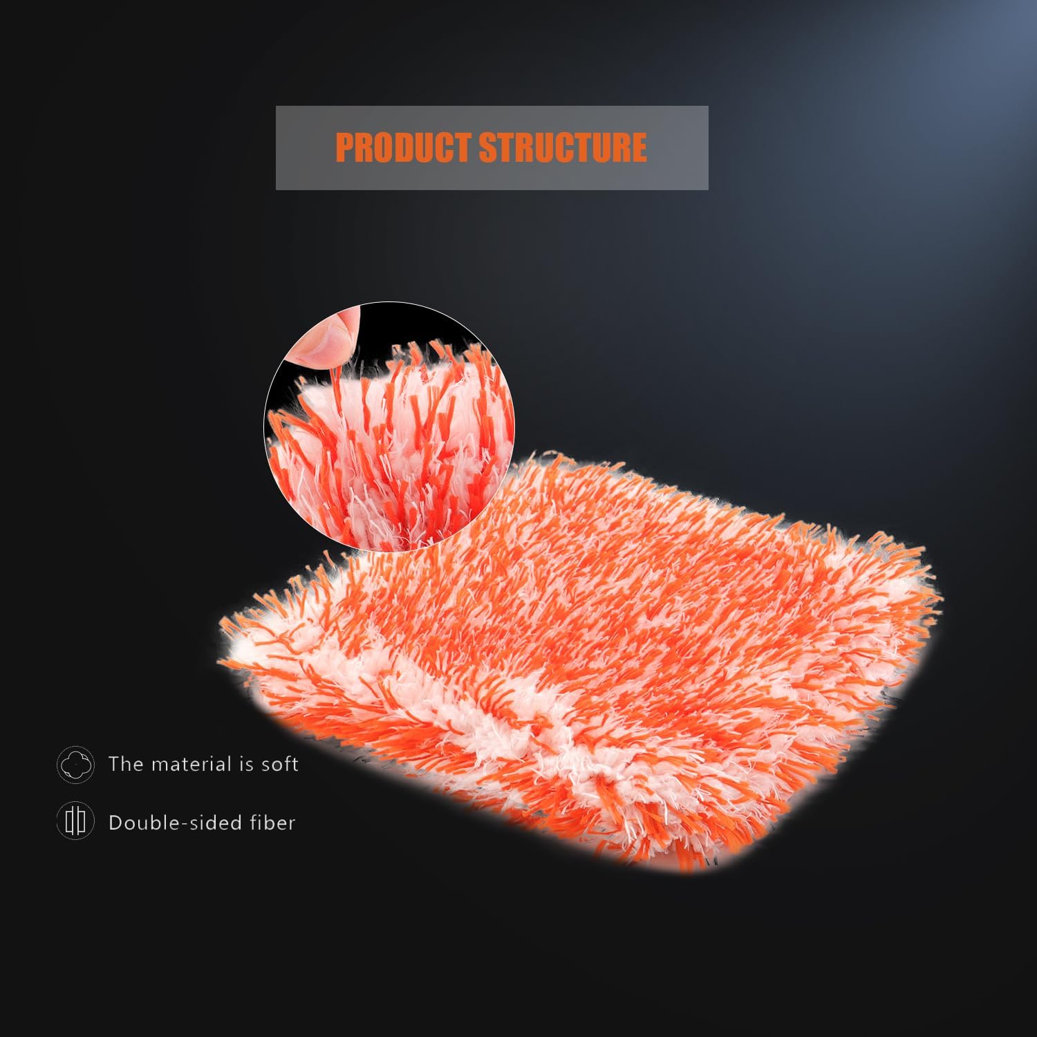 Microfiber Wash Pad, SPTA 3Pcs Ultra Wheel Pad Perfect for Wheels, Grills, and Tight Areas; Proprietary Microfiber Blend; Easily Releases Contaminates Upon Rinsing, 8.5in x 9.8in, Black/Orange-MT023B3 - Image 3