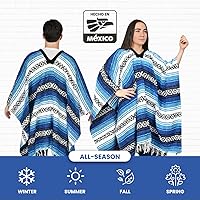 Vista 65 de Artisans Bazaar Poncho tradicional mexicano de Baja para hombres y mujeres, auténtico sarape de Gaban, manta de vaquero Pancho Jorongo rojo - rosa