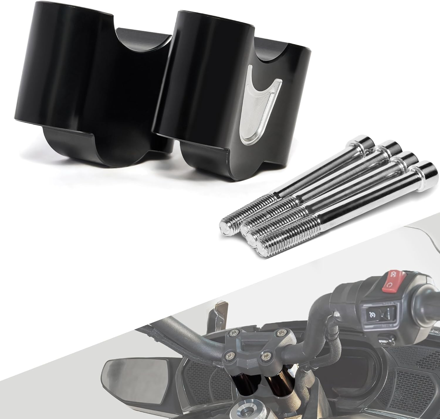 Handlebar Risers for Can-am Spyder F3 2015-2025 / Spyder RT 2020-2025, 2" Aluminum Handle Bar Riser Extension Kit Mount Clamps