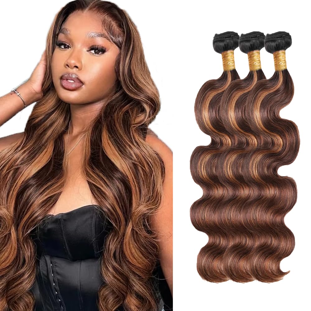 30 32 34 inch Dark Brown Bundles Ombre Body Wave Bundles P430 Human Hair Bundle 3 Tone 1BP430 Color 150g