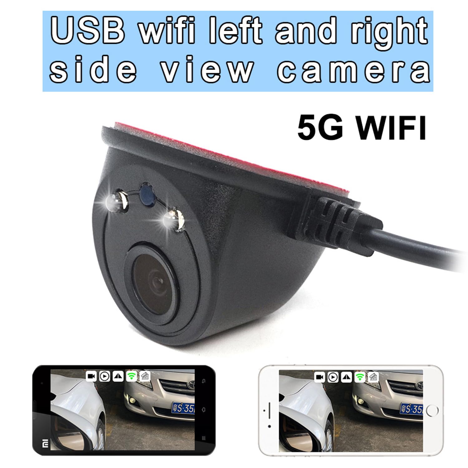 Kamera samochodowa 5G Wifi z bocznym widokiem USB HD wodoodporna noktowizyjna - bez wiercenia monitor martwego pola dla wszystkich pojazdów