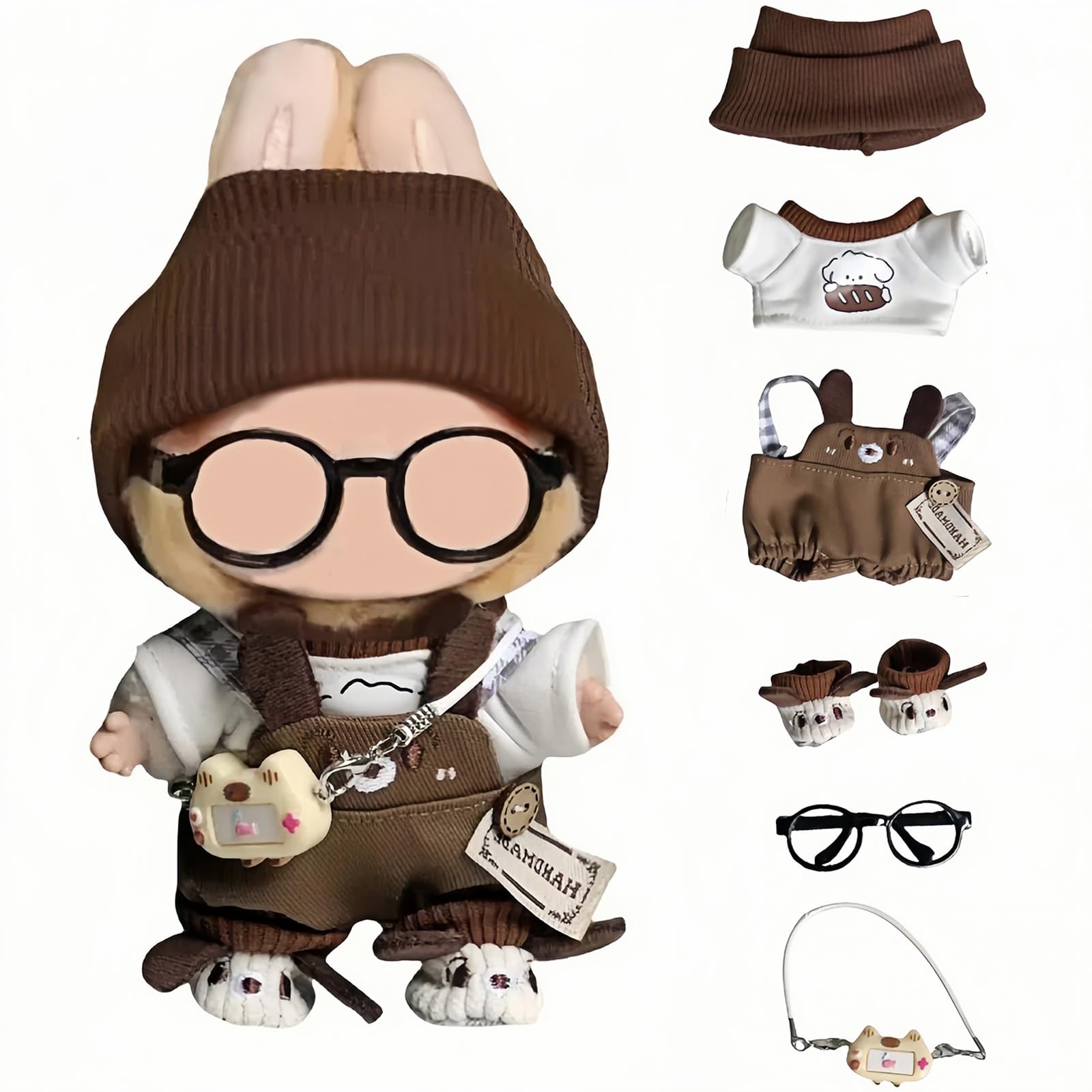ZXTGBQ Lot De 6 Vêtements Crochet Pour Poupée 17 Cm – Bonnet, Salopette, Cape, Écharpe, Lunettes, Chaussures