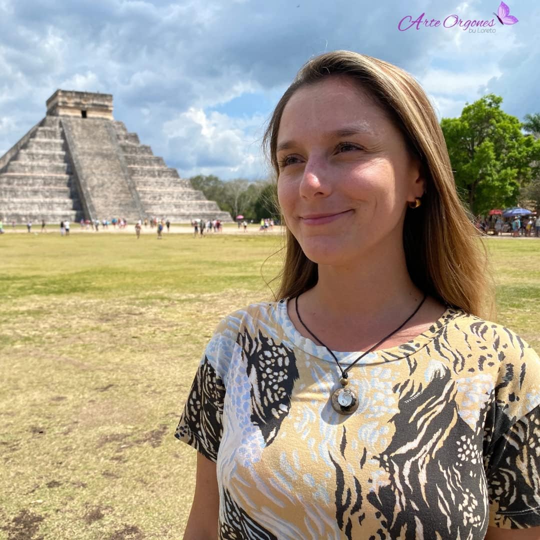 Orgone Yin Yang Necklace Choker - Healing Crystals of Black Tourmaline, Selenite & Quartz with Copper Orgonite Amulet with SBB Coil - Protective Energy Jewelry Handmade, Arte Orgones Design - Image 3