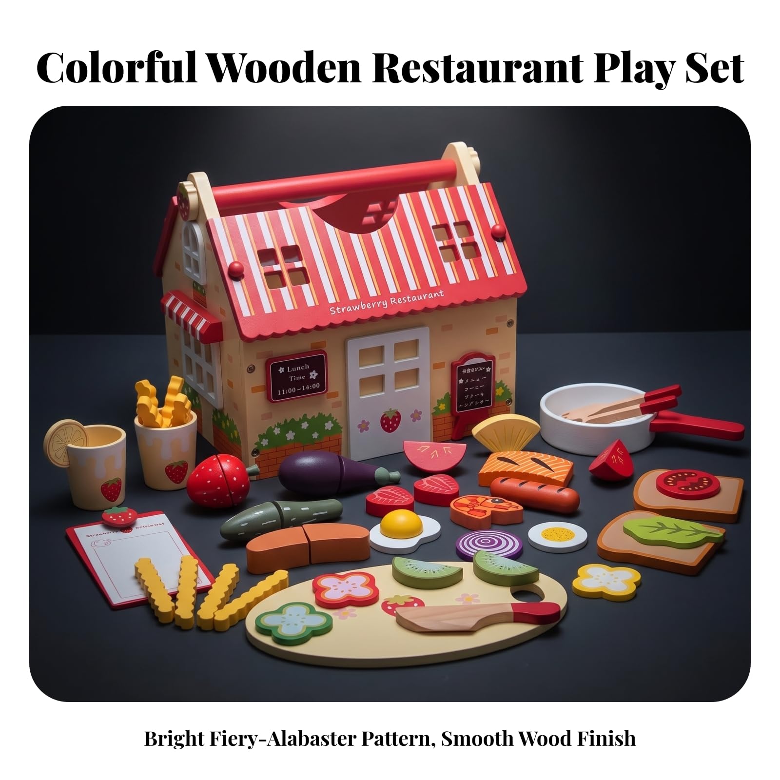 Set Ristorante Giocattolo in Legno | Realistici, Naturale, Giocattoli, per Casa, giochi, Bambini, Bambine