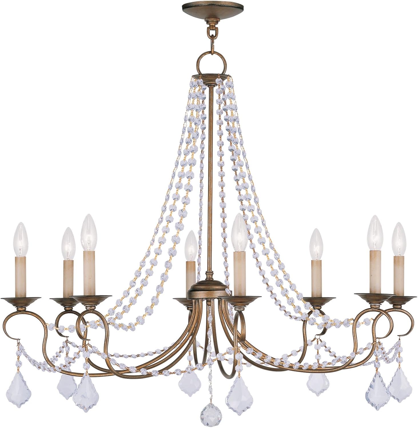 Livex Lighting 6518-48 Pennington 8 Light Chandelier, Antique Gold Leaf