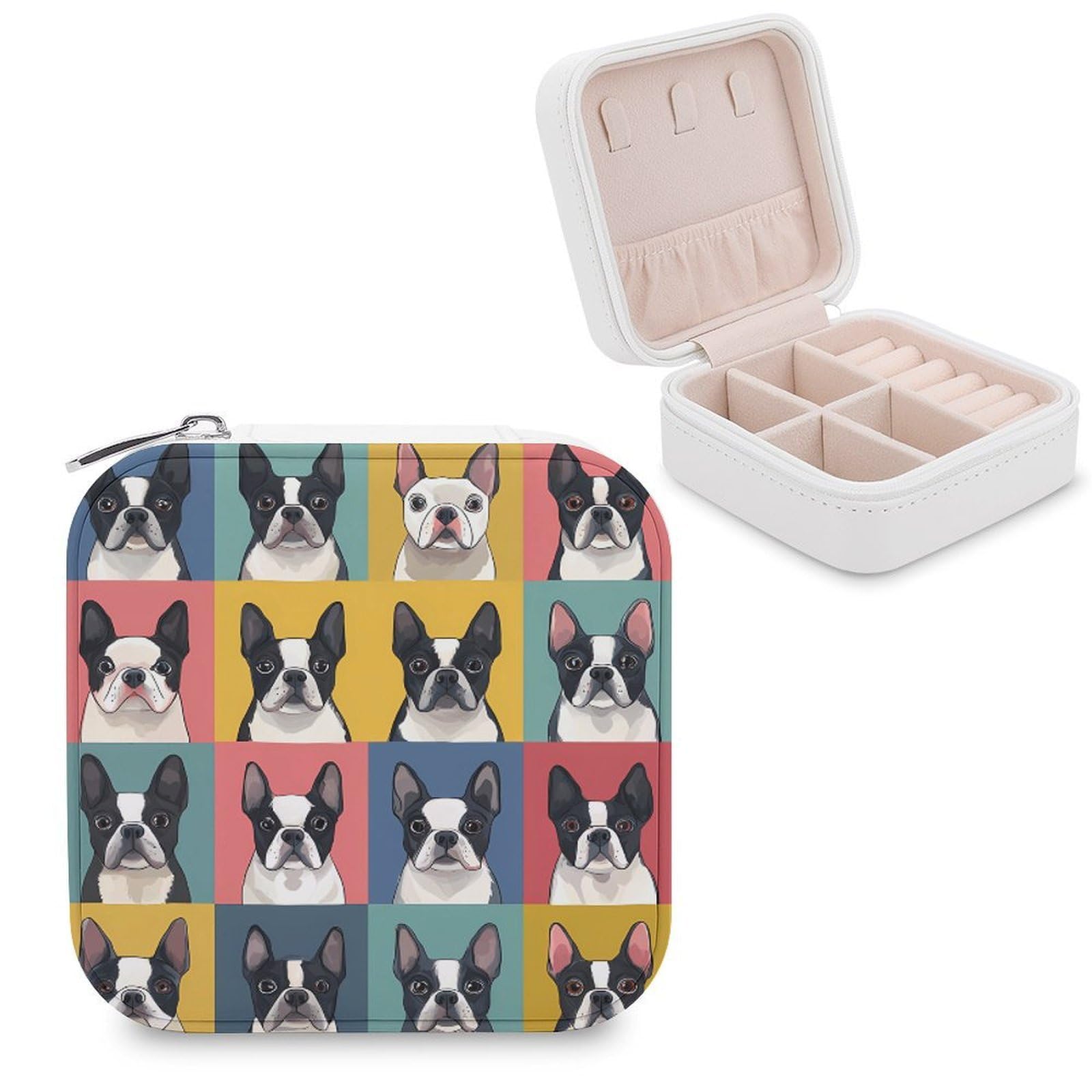 CUTJMDNGH Boston Terrier Puppies Jewelry Box for Women Jewellery Case Organizer Storage Boxes Craft